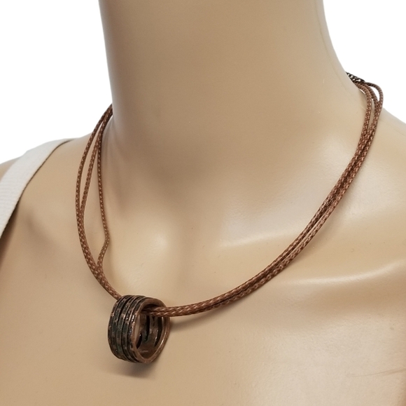 PREMIER DESIGNS VINTAGE COPPER RING PENDANT & CORD STYLE NECKLACE - Picture 2 of 6
